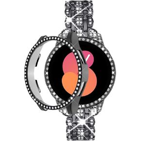 Bling Band+ Case Compatible with Galaxy Watch 6/5 40mm/44mm, Women Replacement Dressy Strap& Cover for Samsung Watch 6/5