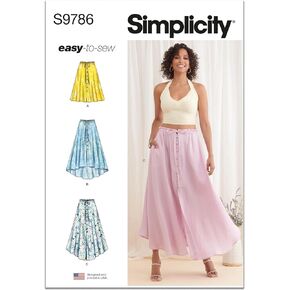 Simplicity Easy Misses' Skirt with Hemline Variations Sewing Pattern Packet, Design Code S9786, Sizes 4-6-8-10-12, Multicolor
