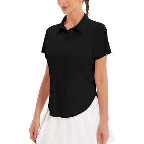 Women's Golf Polo Shirts UPF 50+ Sun Protection 3-Button Short Sleeve Quick Dry Shirt Athletic Tennis Golf Tops