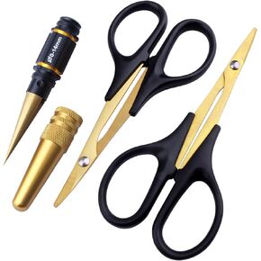 RC Body Reamer 0-14mm Hole Puncher Curved & Straight Scissors RC Car Tools Lexan Body Mounting Combo Set (3-Pack)