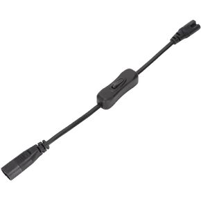 IEC 320 C8 to C7 Power Extension Adapter Cord Male to Female with Switch, 0.98ft for Desk Lamp, Speakers, Monitors