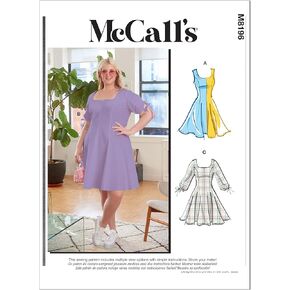McCall's Misses' Fit and Flare Dress Sewing Pattern Kit, Code M8196, Sizes 26W-28W-30W-32W, Multicolor
