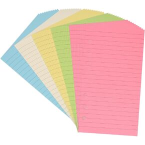 2 Pack A6 Lined Refill Paper, A6 Colored Ruled Pages for 6-Ring Binder Notebook Journal Planner, 6-Hole Punched Binder Refill Paper Inserts,2 Pack (Each Pack 50 Sheets/100 Pages)(3 3/4" x 6 3/4")