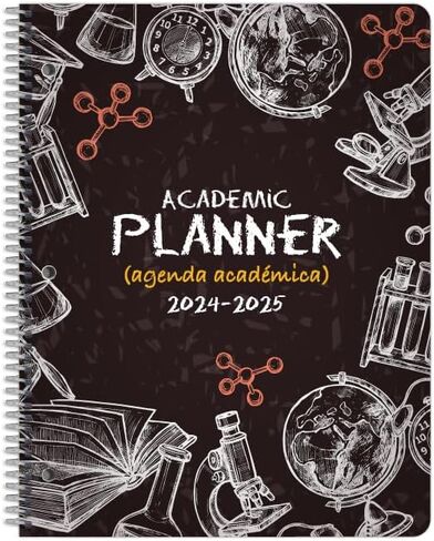مخطط طلاب المدرسة الثانوية ثنائي اللغة مؤرخ للعام الدراسي 2024-2025، دفتر تاريخ كبير (8.5 بوصة × 11 بوصة) مع غطاء مصفوفة متوسط ​​كلاسيكي ثنائي اللغة in Kuwait