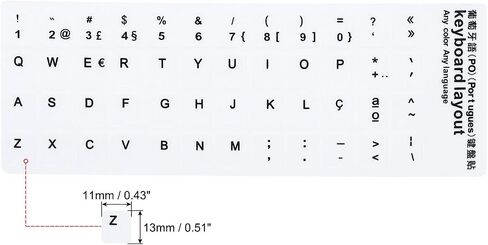 PATIKIL English & Portuguese Keyboard Stickers, 2 Pack Universal Keyboard Replacement Cover Frosted for Notebook Computer, Black Background White Lettering in Saudi Arabia