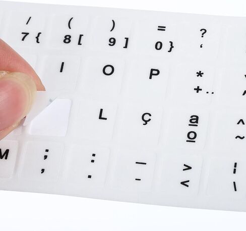 PATIKIL English & Portuguese Keyboard Stickers, 2 Pack Universal Keyboard Replacement Cover Frosted for Notebook Computer, Black Background White Lettering in Saudi Arabia