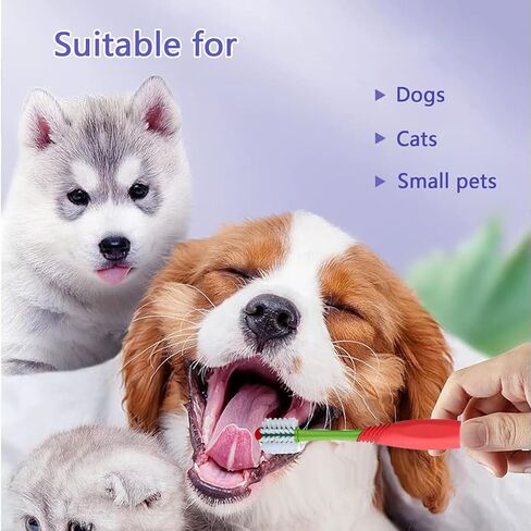 قطعتان من فرشاة أسنان الكلاب بزاوية 360 درجة، فرشاة أسنان مزدوجة الرأس للكلاب، مستلزمات تنظيف أسنان الحيوانات الأليفة للكلاب الصغيرة والمتوسطة والكبيرة والقطط in Kuwait