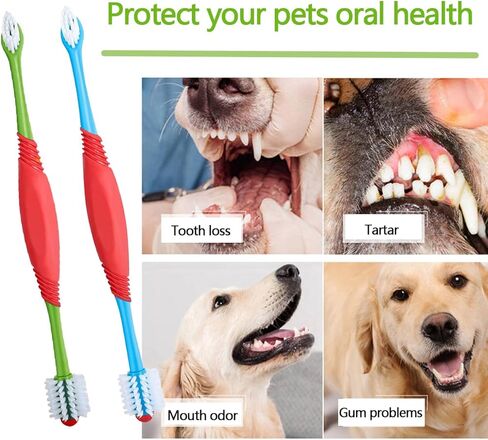 قطعتان من فرشاة أسنان الكلاب بزاوية 360 درجة، فرشاة أسنان مزدوجة الرأس للكلاب، مستلزمات تنظيف أسنان الحيوانات الأليفة للكلاب الصغيرة والمتوسطة والكبيرة والقطط in Kuwait