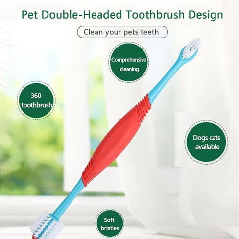 قطعتان من فرشاة أسنان الكلاب بزاوية 360 درجة، فرشاة أسنان مزدوجة الرأس للكلاب، مستلزمات تنظيف أسنان الحيوانات الأليفة للكلاب الصغيرة والمتوسطة والكبيرة والقطط in Kuwait