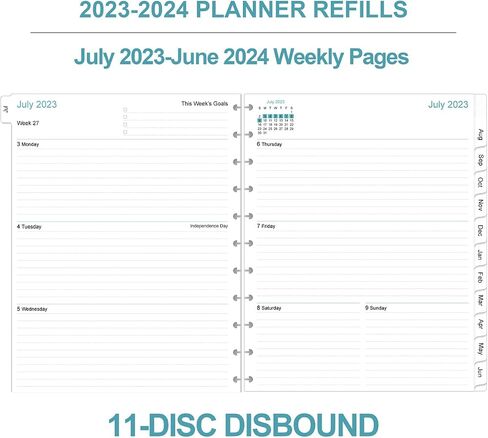 Undated Daily Planner Refill - 11 Disc Discbound To Do List Refills, Letter Size 100 Sheets/200 Pages Planner and Lined Refill, Day Planner Insert, 100 gsm White Paper, 8.5'' x 11'' in Saudi Arabia