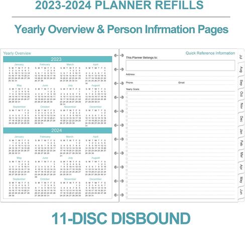 Undated Daily Planner Refill - 11 Disc Discbound To Do List Refills, Letter Size 100 Sheets/200 Pages Planner and Lined Refill, Day Planner Insert, 100 gsm White Paper, 8.5'' x 11'' in Saudi Arabia