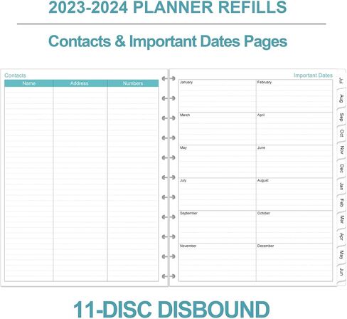 Undated Daily Planner Refill - 11 Disc Discbound To Do List Refills, Letter Size 100 Sheets/200 Pages Planner and Lined Refill, Day Planner Insert, 100 gsm White Paper, 8.5'' x 11'' in Saudi Arabia