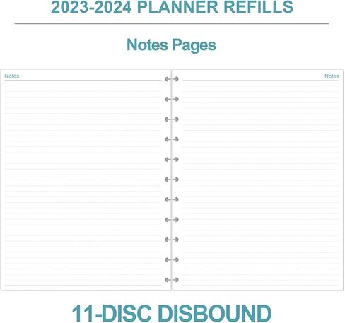 Undated Daily Planner Refill - 11 Disc Discbound To Do List Refills, Letter Size 100 Sheets/200 Pages Planner and Lined Refill, Day Planner Insert, 100 gsm White Paper, 8.5'' x 11'' in Saudi Arabia