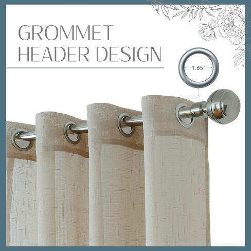 Elrene Home Fashions Carmen Sheer Extra-Wide Weatherproof Indoor/Outdoor Grommet Top Curtain Panel with Coordinating Tieback for Porch, Pergola, Patio, Deck, 114"W x 84"L, Ivory in Saudi Arabia