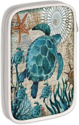 مقلمة على شكل سلحفاة بحر المحيط ذات سعة كبيرة، حقيبة أقلام رصاص، حقيبة أقلام قرطاسية متعددة الوظائف، حقيبة فرشاة مكياج لمكتب المدرسة in Kuwait