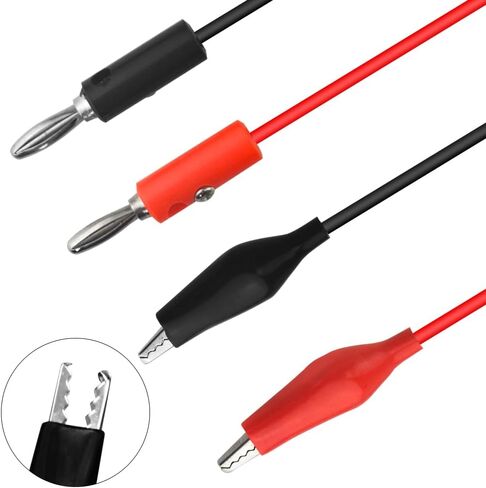 10PCS Double Alligator Clip to 4mm Banana Connector Audio Video Power Test Cable ed Black 2 Plug to 2 Clip Wire Length 1m for Electrical Testing in Saudi Arabia