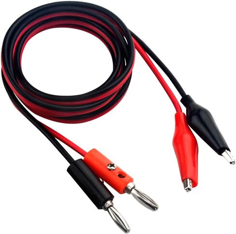 10PCS Double Alligator Clip to 4mm Banana Connector Audio Video Power Test Cable ed Black 2 Plug to 2 Clip Wire Length 1m for Electrical Testing in Saudi Arabia