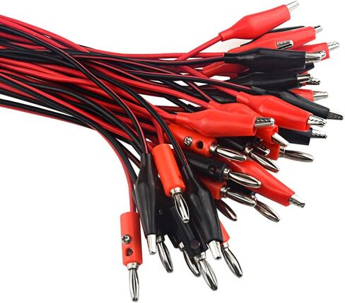 10PCS Double Alligator Clip to 4mm Banana Connector Audio Video Power Test Cable ed Black 2 Plug to 2 Clip Wire Length 1m for Electrical Testing in Saudi Arabia