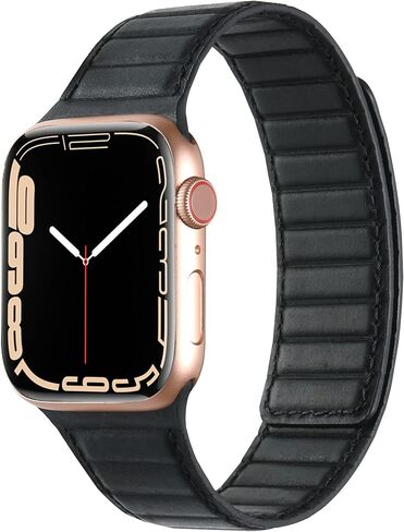 INI جديد لعام 2023 متوافق مع سوار ساعة Apple 100% من الجلد المحبب بالكامل وصلة مغناطيسية لسلسلة Ultra 2 9 8 7 6 5 4 3 SE مقاس 49 مم 45 مم 44 مم 42 مم 41 مم 40 مم 38 مم للرجال والنساء in Kuwait