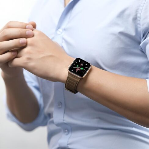 INI جديد لعام 2023 متوافق مع سوار ساعة Apple 100% من الجلد المحبب بالكامل وصلة مغناطيسية لسلسلة Ultra 2 9 8 7 6 5 4 3 SE مقاس 49 مم 45 مم 44 مم 42 مم 41 مم 40 مم 38 مم للرجال والنساء in Kuwait