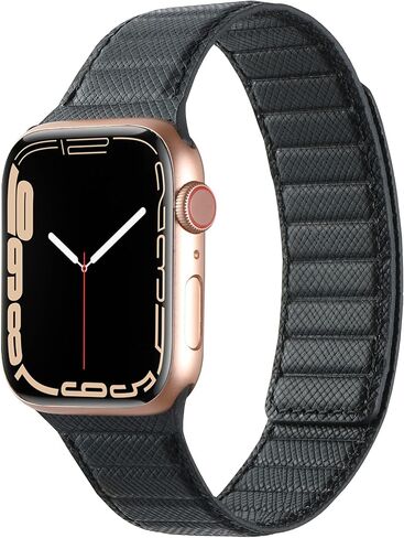 INI جديد لعام 2023 متوافق مع سوار ساعة Apple 100% من الجلد المحبب بالكامل وصلة مغناطيسية لسلسلة Ultra 2 9 8 7 6 5 4 3 SE مقاس 49 مم 45 مم 44 مم 42 مم 41 مم 40 مم 38 مم للرجال والنساء in Kuwait