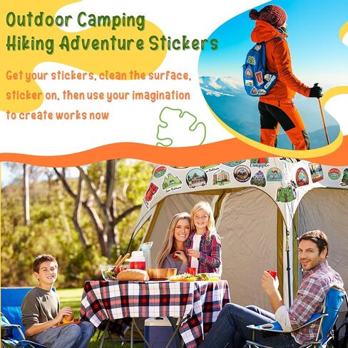 100 Pcs Outdoor Hiking Adventure Camping Stickers Waterproof Vinyl Wilderness Stickers for Water Bottles Laptop Cup Wilderness Nature Forest Decals for Camper Adults Teens Girls Boys in Saudi Arabia