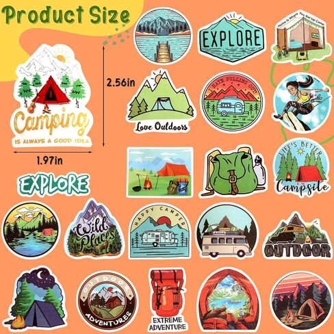 100 Pcs Outdoor Hiking Adventure Camping Stickers Waterproof Vinyl Wilderness Stickers for Water Bottles Laptop Cup Wilderness Nature Forest Decals for Camper Adults Teens Girls Boys in Saudi Arabia
