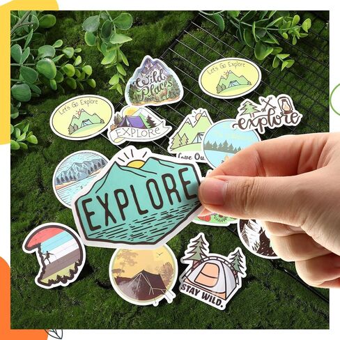 100 Pcs Outdoor Hiking Adventure Camping Stickers Waterproof Vinyl Wilderness Stickers for Water Bottles Laptop Cup Wilderness Nature Forest Decals for Camper Adults Teens Girls Boys in Saudi Arabia