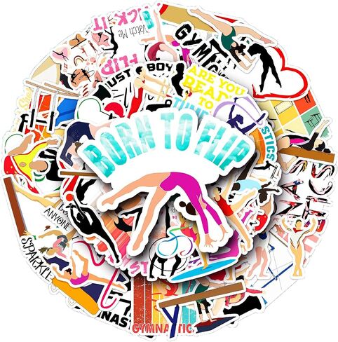 50Pcs Gymnastics Stickers for Teens Kids Boys Girls Gift,Stickers Pack for Laptop Skateboard Luggage Car Bike Cup Computer Water Bottle Decor,Gymnastics Vinyl Waterproof Sticker Decals in Saudi Arabia