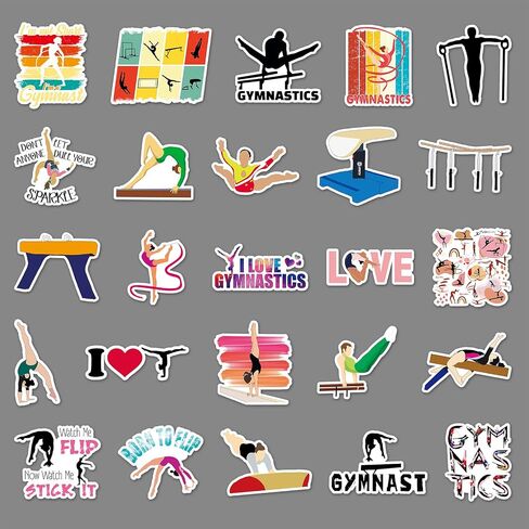 50Pcs Gymnastics Stickers for Teens Kids Boys Girls Gift,Stickers Pack for Laptop Skateboard Luggage Car Bike Cup Computer Water Bottle Decor,Gymnastics Vinyl Waterproof Sticker Decals in Saudi Arabia