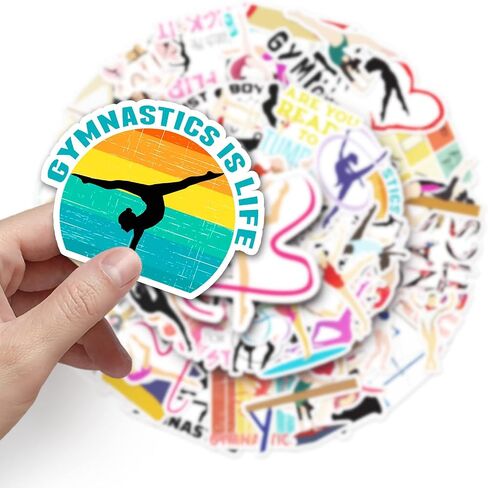 50Pcs Gymnastics Stickers for Teens Kids Boys Girls Gift,Stickers Pack for Laptop Skateboard Luggage Car Bike Cup Computer Water Bottle Decor,Gymnastics Vinyl Waterproof Sticker Decals in Saudi Arabia