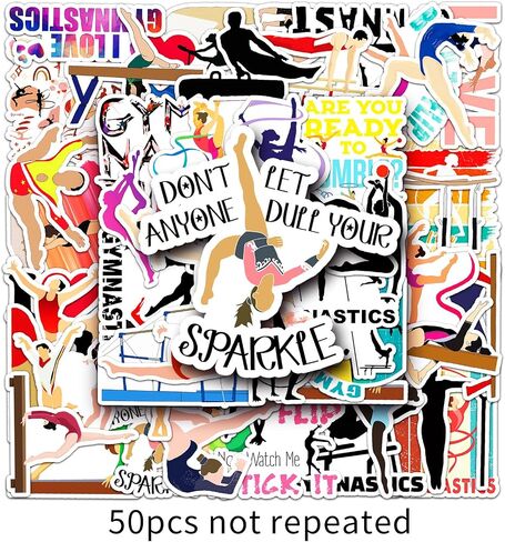 50Pcs Gymnastics Stickers for Teens Kids Boys Girls Gift,Stickers Pack for Laptop Skateboard Luggage Car Bike Cup Computer Water Bottle Decor,Gymnastics Vinyl Waterproof Sticker Decals in Saudi Arabia