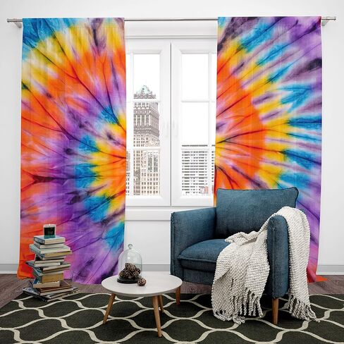 Feelyou Tie Dye Curtains for Bedroom Boho Psychedelic Swirl Girls Rainbow Pattern Curtain Hippie Trippy Window Drapes Bohemian Gypsy Curtains 38W x 45L Inches Set of 2 Panels Colorful in Saudi Arabia