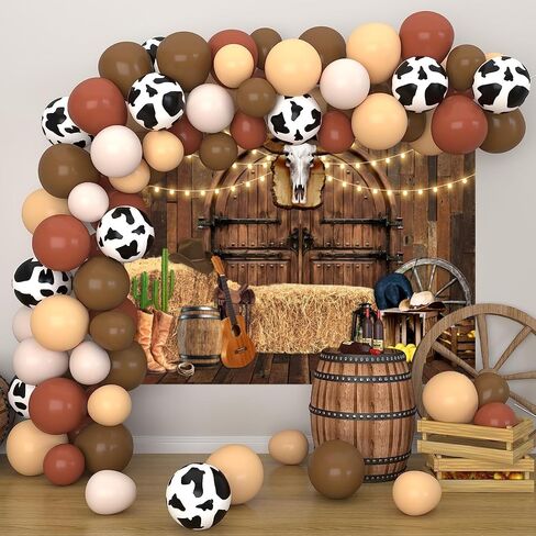 Western Cowboy Backdrop 20x10ft Wild West Rodeo Saloon Barn Door Rustic Wooden House Country Fall Farm Warehouse Barnyard Photography Background Birthday Party Banner Photoshoot Decorations Supplies in Saudi Arabia