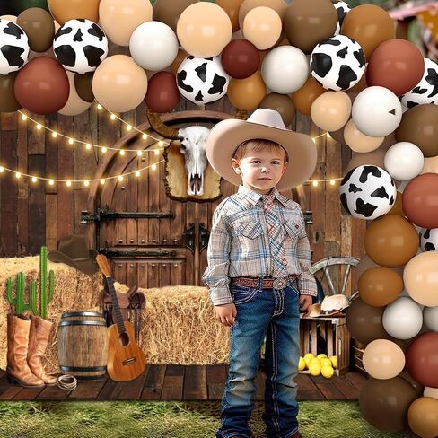 Western Cowboy Backdrop 20x10ft Wild West Rodeo Saloon Barn Door Rustic Wooden House Country Fall Farm Warehouse Barnyard Photography Background Birthday Party Banner Photoshoot Decorations Supplies in Saudi Arabia