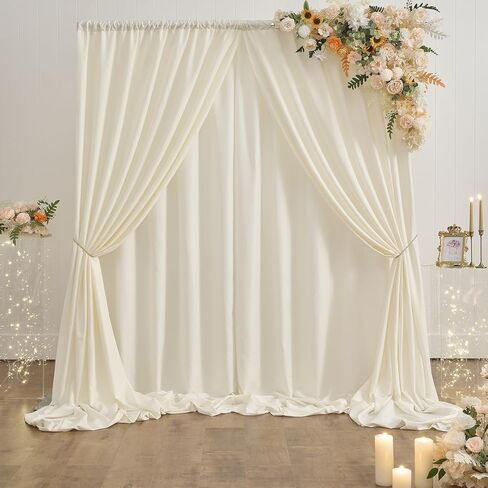 10x10FT Ivory Backdrop Curtains for Party, 2 Panels 5x10FT Thick Polyester Backdrop Drapes, Wrinkle Resistant Photography Background Drapes for Wedding Birthday Home Decoration in Saudi Arabia