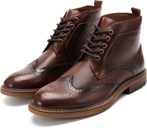 Arkbird Men's Wingtip Oxford Dress Boots Casual Leather Mid-Top Ankle Boots for Men in Saudi Arabia