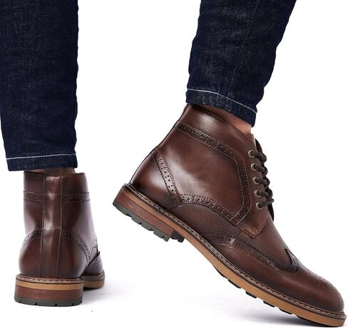 Arkbird Men's Wingtip Oxford Dress Boots Casual Leather Mid-Top Ankle Boots for Men in Saudi Arabia