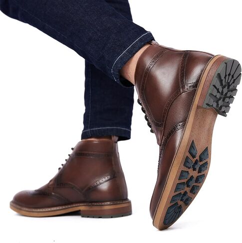 Arkbird Men's Wingtip Oxford Dress Boots Casual Leather Mid-Top Ankle Boots for Men in Saudi Arabia
