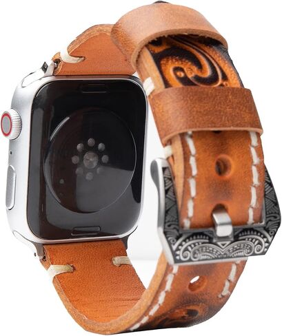 متوافق مع سوار ساعة Apple Ultra 2/1 49 مم 45 مم 44 مم 42 مم 41 مم 40 مم 38 مم iWatch Series 9/8/7/SE/6/5/4/3/2/1، حزام جلدي مصنوع يدويًا للرجال والنساء in Kuwait