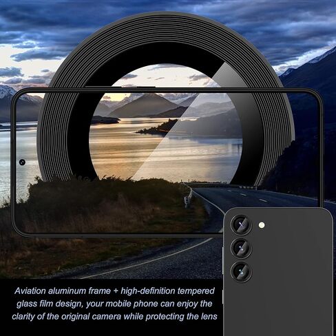 Suoman for Samsung Galaxy S23/ S23 Plus Camera Lens Protector,Tempered Glass Camera Lens Protector Cover for Samsung Galaxy S23/ S23 Plus 5G 6.1 Inch [Metal CD Lines] - CD - Black in Saudi Arabia