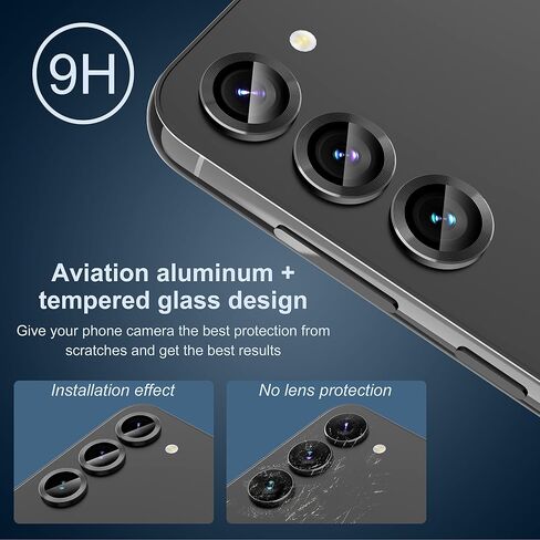 Suoman for Samsung Galaxy S23/ S23 Plus Camera Lens Protector,Tempered Glass Camera Lens Protector Cover for Samsung Galaxy S23/ S23 Plus 5G 6.1 Inch [Metal CD Lines] - CD - Black in Saudi Arabia