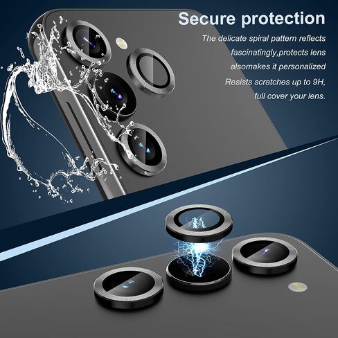 Suoman for Samsung Galaxy S23/ S23 Plus Camera Lens Protector,Tempered Glass Camera Lens Protector Cover for Samsung Galaxy S23/ S23 Plus 5G 6.1 Inch [Metal CD Lines] - CD - Black in Saudi Arabia