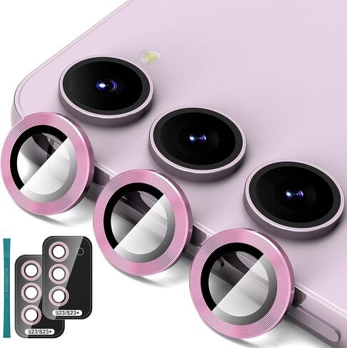 Suoman for Samsung Galaxy S23/ S23 Plus Camera Lens Protector,Tempered Glass Camera Lens Protector Cover for Samsung Galaxy S23/ S23 Plus 5G 6.1 Inch [Metal CD Lines] - CD - Black in Saudi Arabia