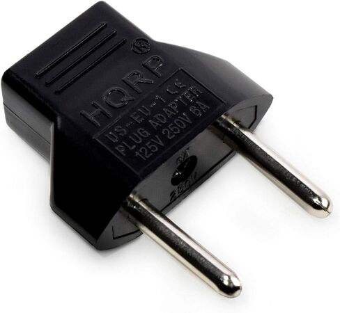 HQRP 5ft 90 درجة الزاوية اليمنى 2-الشق غير المستقطب IEC C7 (الشكل-8) كابل التيار المتردد لسلك الطاقة + محول التوصيل الأوروبي HQRP، مدرج في قائمة UL in Saudi Arabia