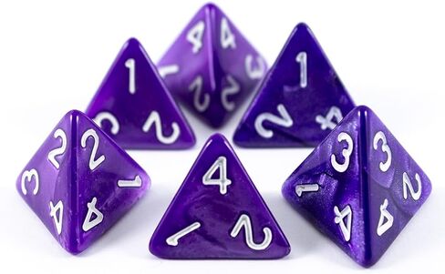 نرد D4 أرجواني - تأثير اللؤلؤ - مجموعة من ستة in Kuwait