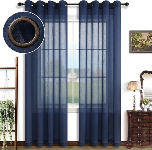 ستائر غرفة المعيشة KOUFALL بطول 63 بوصة للنوافذ مكونة من لوحتين ستائر برونزية شبه شفافة لغرفة النوم باللون البيج in Kuwait