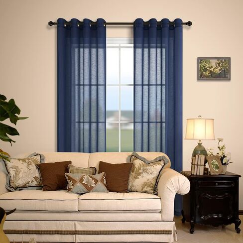 ستائر غرفة المعيشة KOUFALL بطول 63 بوصة للنوافذ مكونة من لوحتين ستائر برونزية شبه شفافة لغرفة النوم باللون البيج in Kuwait