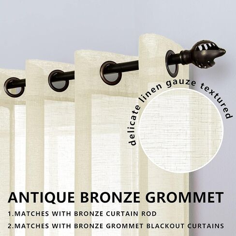 ستائر غرفة المعيشة KOUFALL بطول 63 بوصة للنوافذ مكونة من لوحتين ستائر برونزية شبه شفافة لغرفة النوم باللون البيج in Kuwait