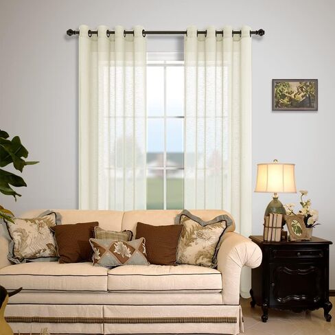 ستائر غرفة المعيشة KOUFALL بطول 63 بوصة للنوافذ مكونة من لوحتين ستائر برونزية شبه شفافة لغرفة النوم باللون البيج in Kuwait